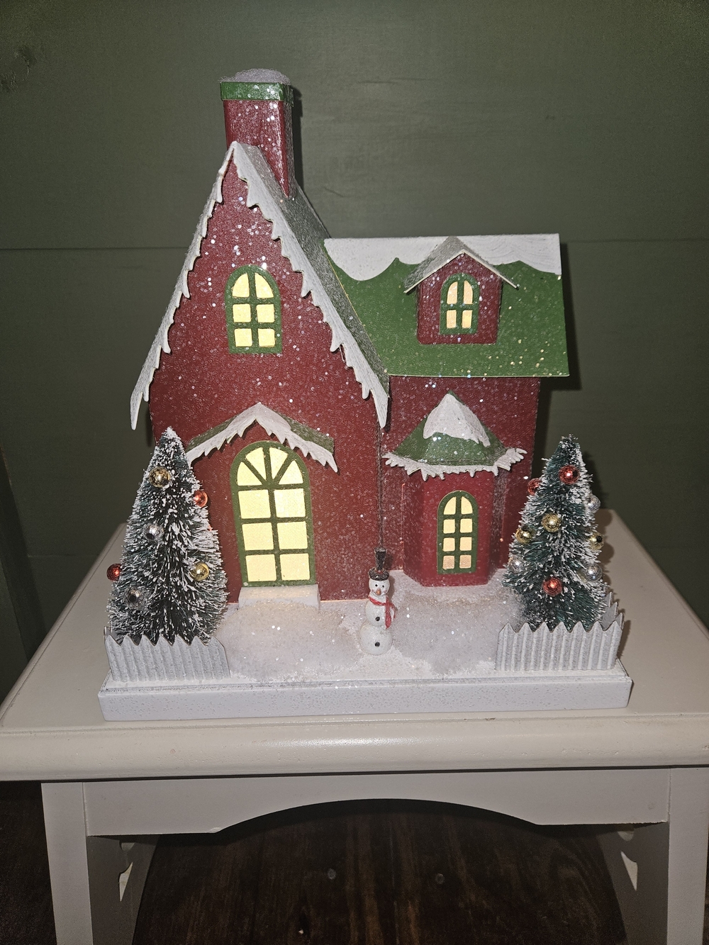 Festive Red & Green Holiday Decorative House